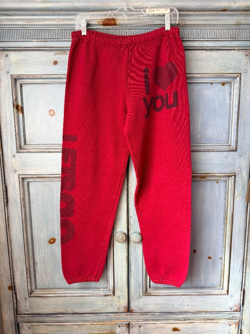 Free City I Love You Lets Go Red Sweatpants Size S